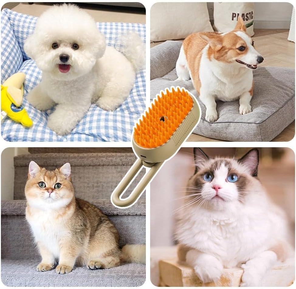 Pet Cat Dog Steam Brush Massage Electric USB Charger Water Spray Essence