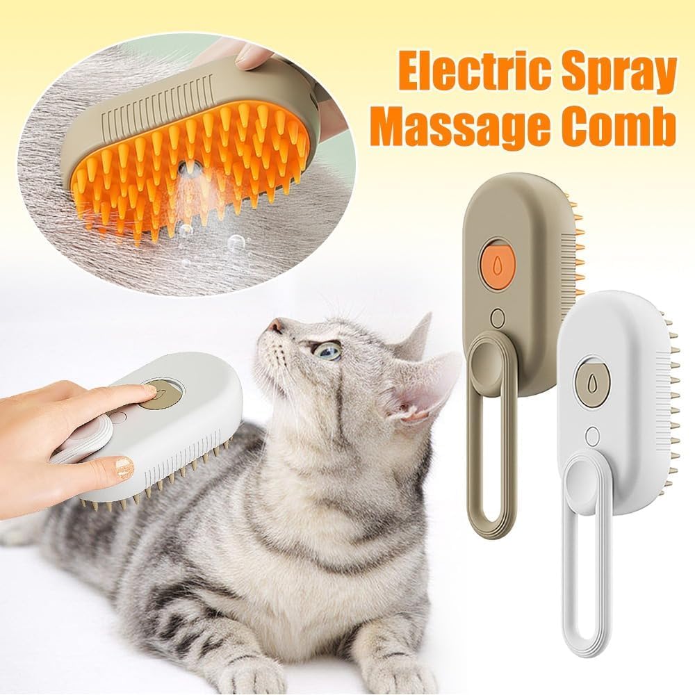 Pet Cat Dog Steam Brush Massage Electric USB Charger Water Spray Essence