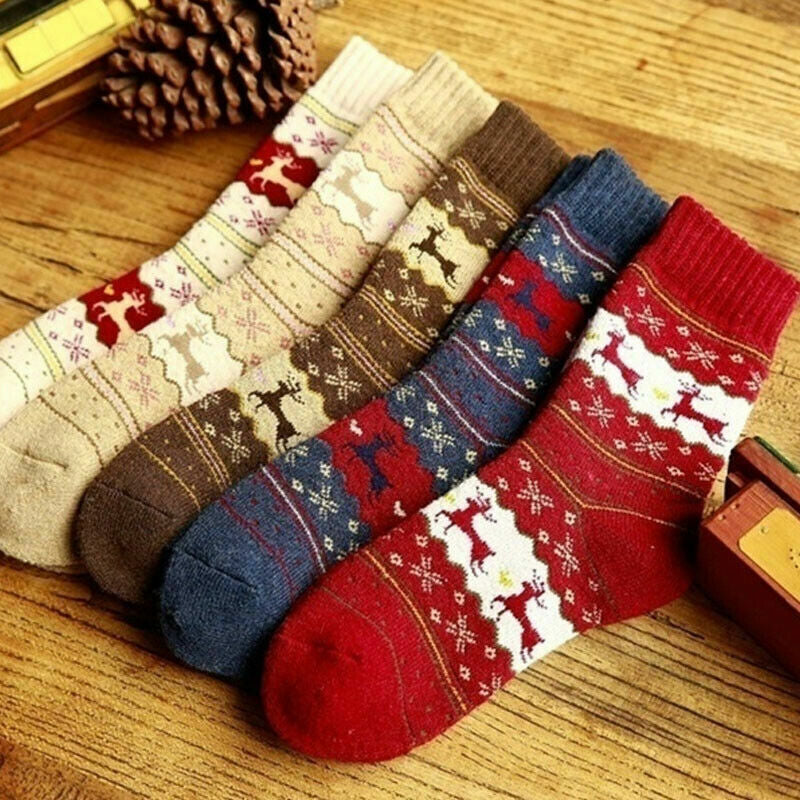 Christmas Nordic Warm Wool Winter Socks – 5 Pairs