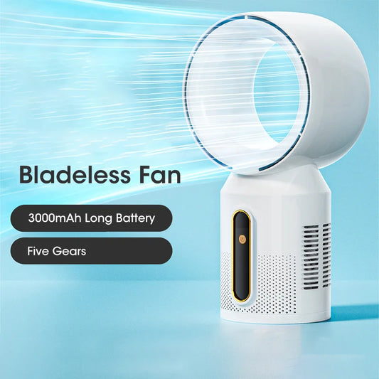 3000Mah Bladeless Fan Electric Cooling Desk Tower Fans Intelligent Low Noise Stand Floor Fan with 5 Speeds Fan Air Conditioner