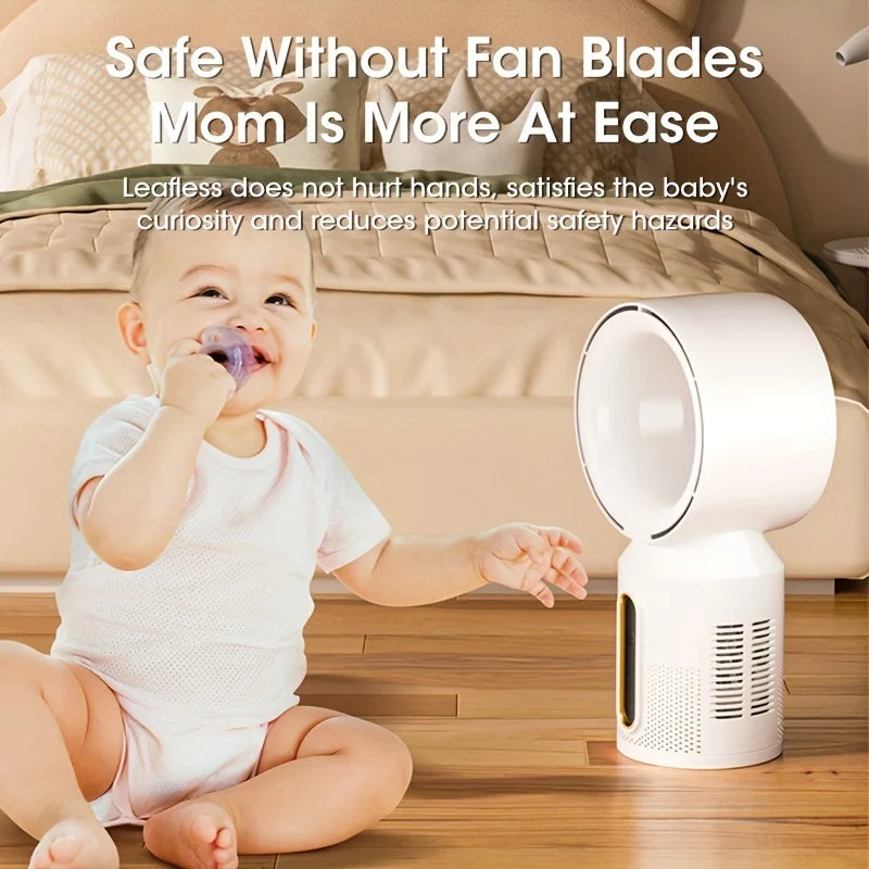 3000Mah Bladeless Fan Electric Cooling Desk Tower Fans Intelligent Low Noise Stand Floor Fan with 5 Speeds Fan Air Conditioner