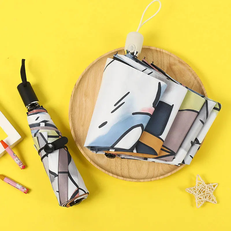 Cute Cartoon Cat Claw Automatic Folding Travel Umbrella for Women and Kids