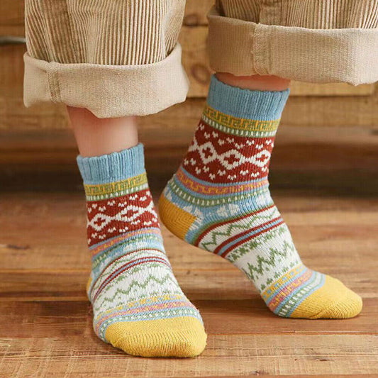 Warm Knitted Nordic Winter Socks Women’s Wool Thermal Socks – Cozy, Soft, and Thick Socks for Cold Weather - 5 Pairs