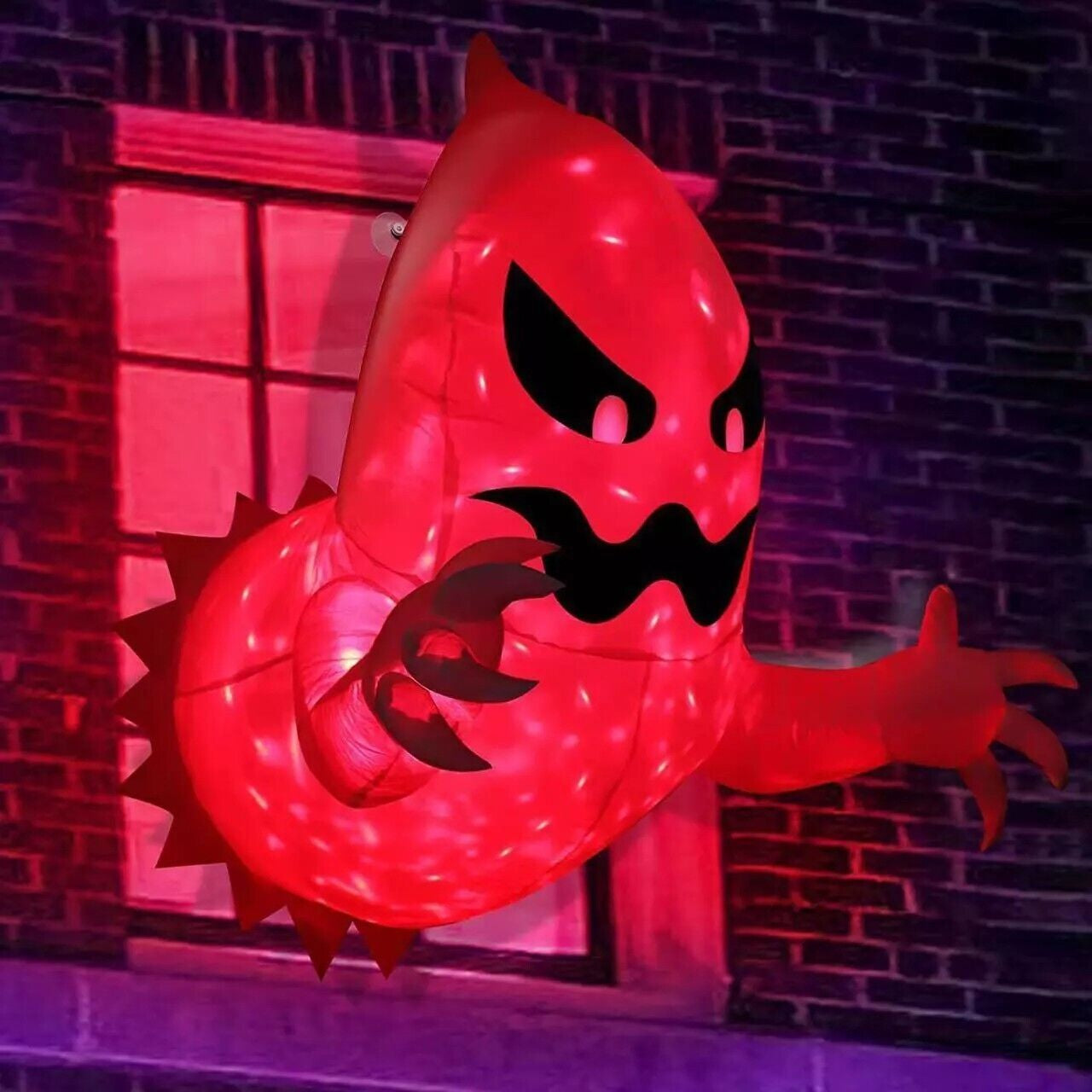 Halloween Inflatable Ghost with LED Lights – 4.5ft Window Hanging Decor | Spooky Blow-Up Outdoor Decoration for Halloween Parties