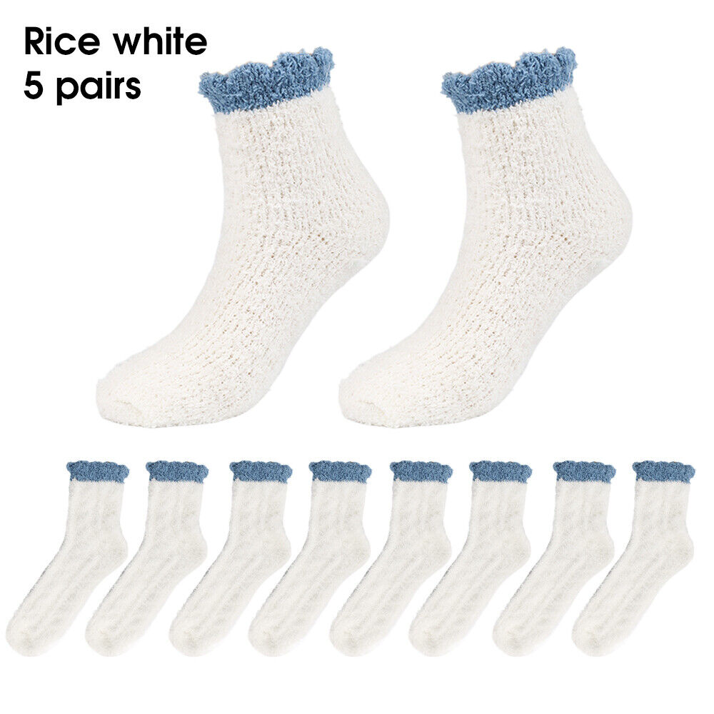Winter Warm Towel Socks – 5 Pairs Soft Fluffy Bed Socks Slipper Fleece Sock Winter