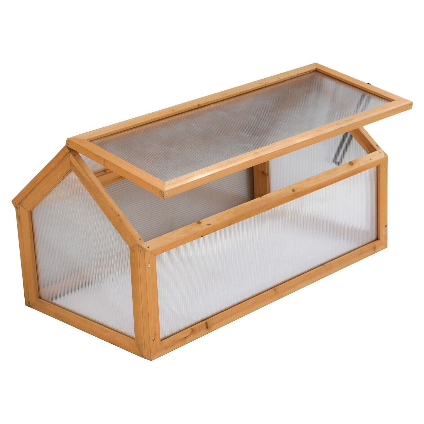 Garden Grow Wooden Cold Frame with Polycarbonate Panels and Hinged Lid