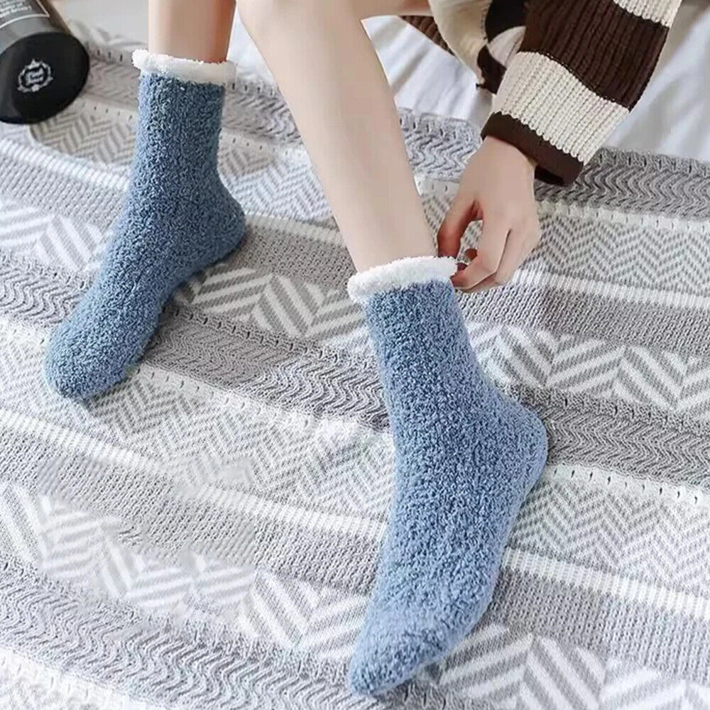 Winter Warm Towel Socks – 5 Pairs Soft Fluffy Bed Socks Slipper Fleece Sock Winter