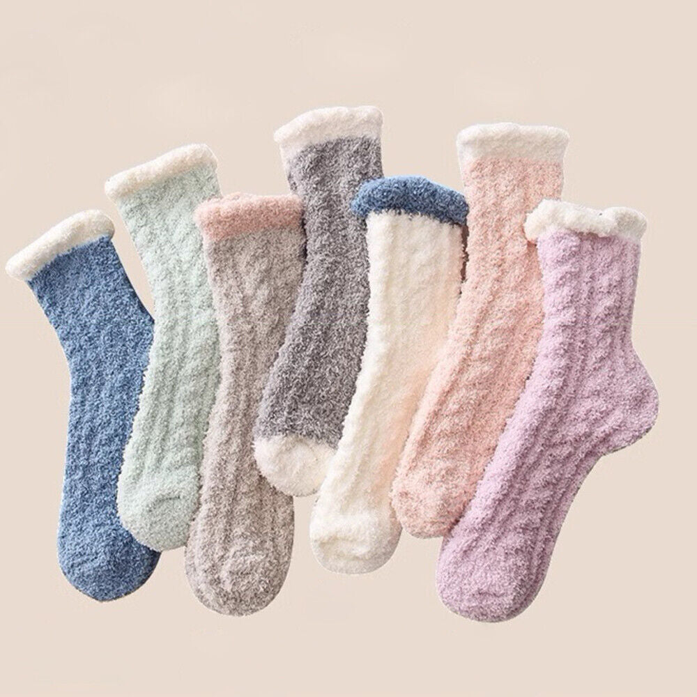 Winter Warm Towel Socks – 5 Pairs Soft Fluffy Bed Socks Slipper Fleece Sock Winter