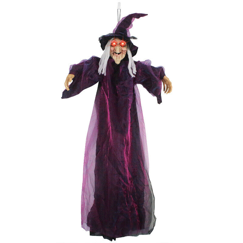 Life-Size Talking Witch – Spooky Animated Halloween Decor | Scary Hanging Witch Prop with Lights & Sound for Haunted House