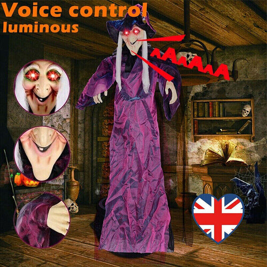 Life-Size Talking Witch – Spooky Animated Halloween Decor | Scary Hanging Witch Prop with Lights & Sound for Haunted House