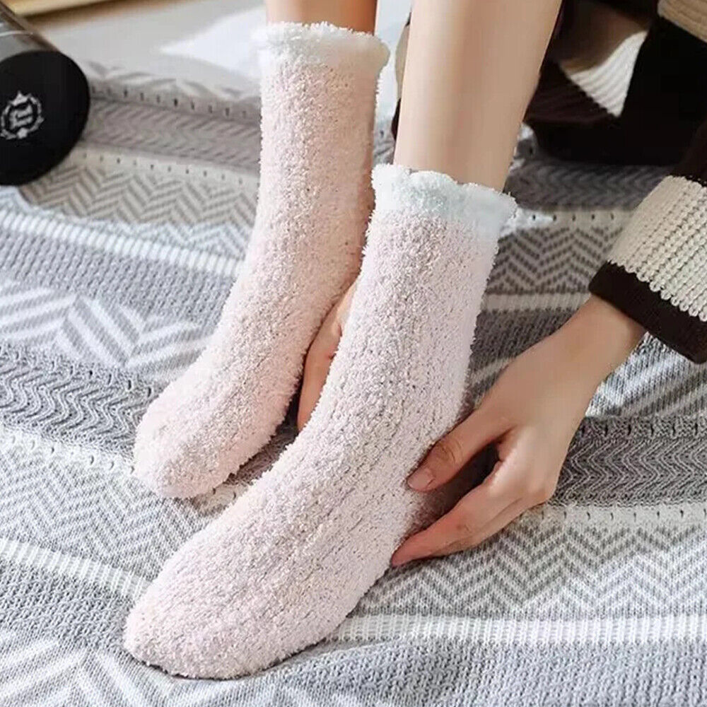 Winter Warm Towel Socks – 5 Pairs Soft Fluffy Bed Socks Slipper Fleece Sock Winter