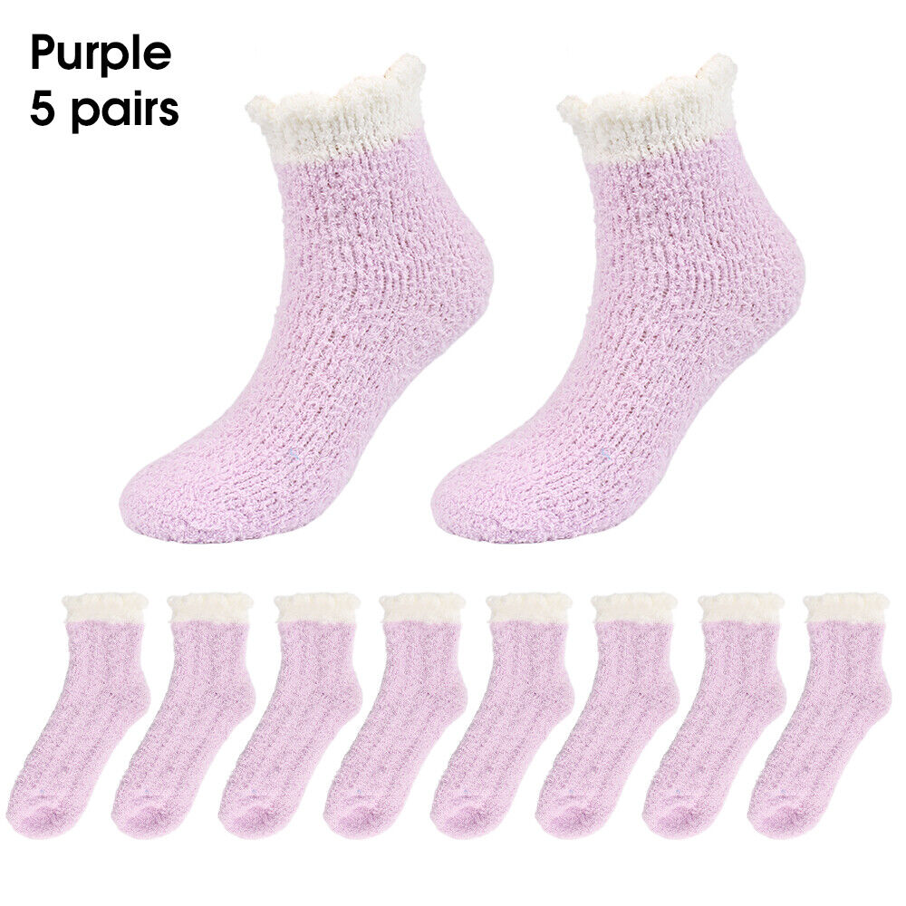 Winter Warm Towel Socks – 5 Pairs Soft Fluffy Bed Socks Slipper Fleece Sock Winter