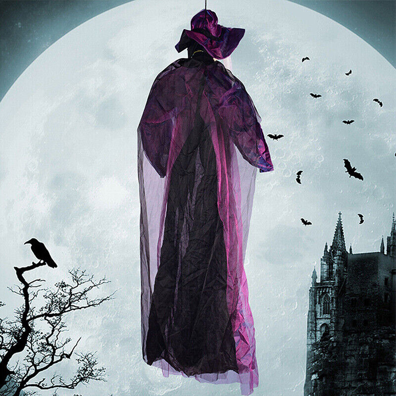 Life-Size Talking Witch – Spooky Animated Halloween Decor | Scary Hanging Witch Prop with Lights & Sound for Haunted House
