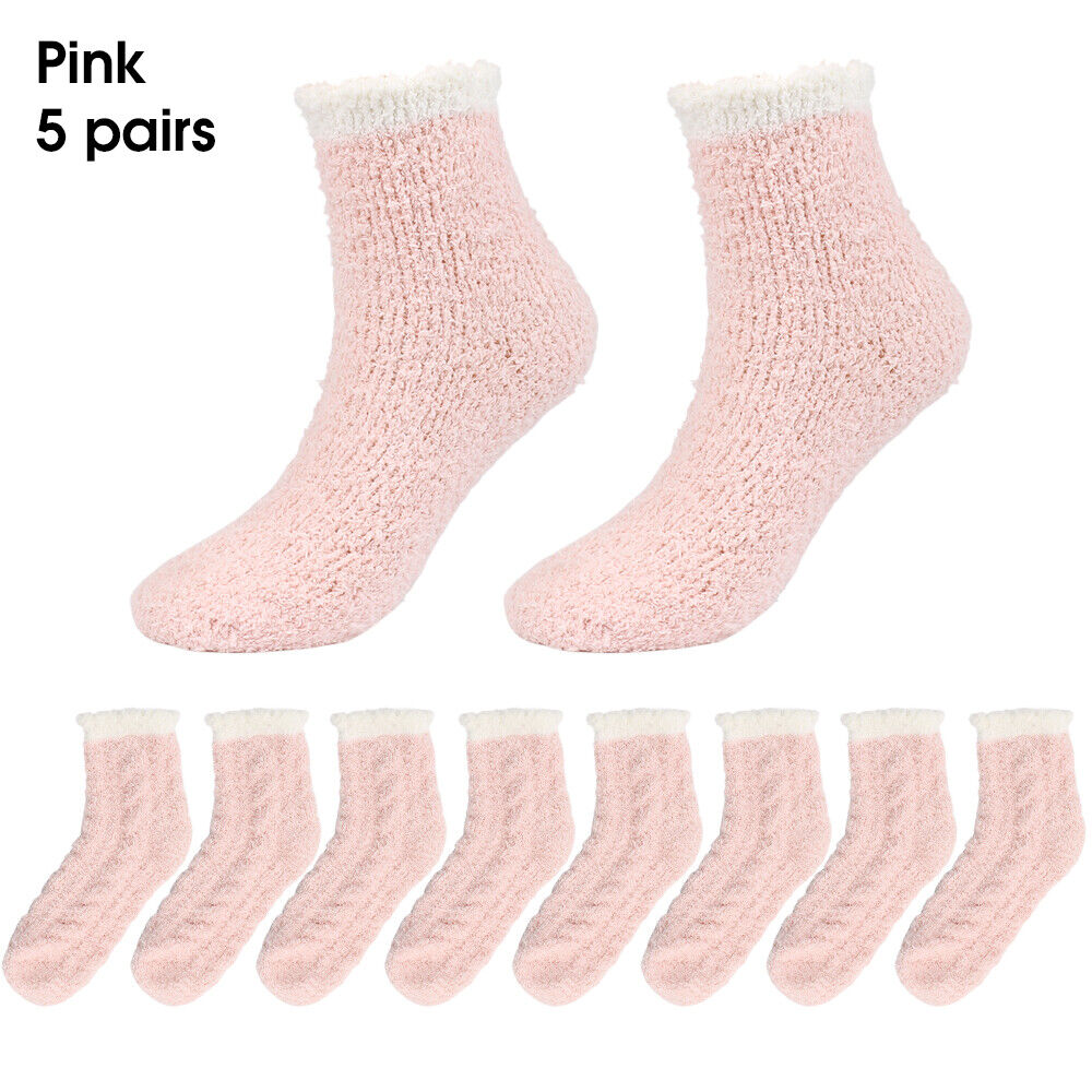 Winter Warm Towel Socks – 5 Pairs Soft Fluffy Bed Socks Slipper Fleece Sock Winter
