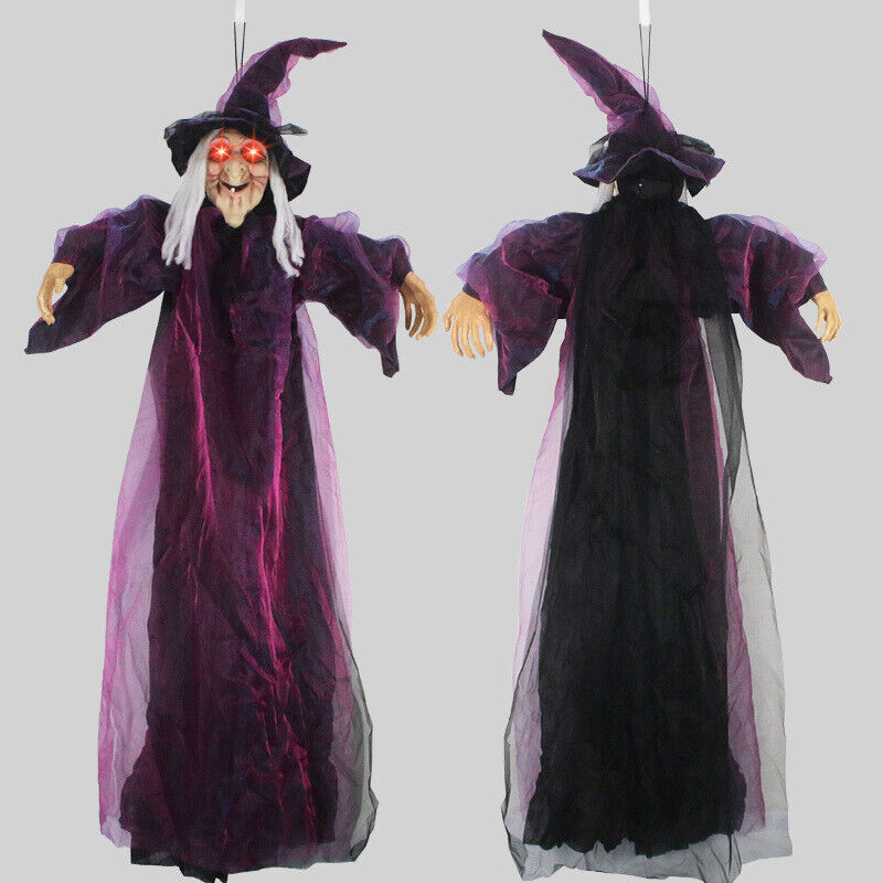 Life-Size Talking Witch – Spooky Animated Halloween Decor | Scary Hanging Witch Prop with Lights & Sound for Haunted House