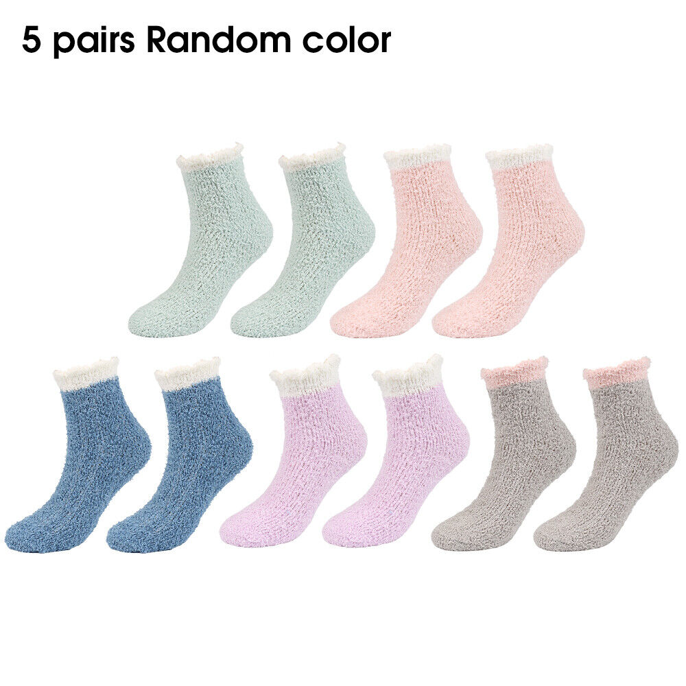 Winter Warm Towel Socks – 5 Pairs Soft Fluffy Bed Socks Slipper Fleece Sock Winter