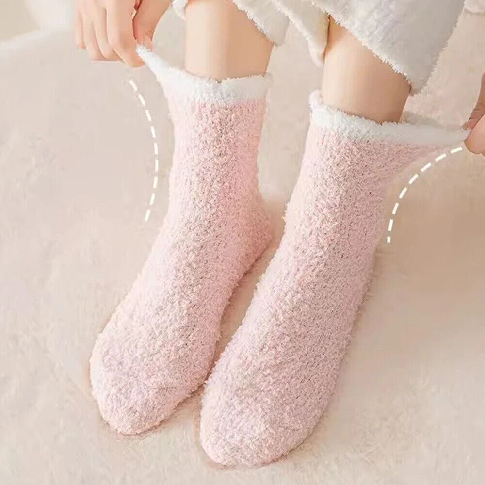 Winter Warm Towel Socks – 5 Pairs Soft Fluffy Bed Socks Slipper Fleece Sock Winter