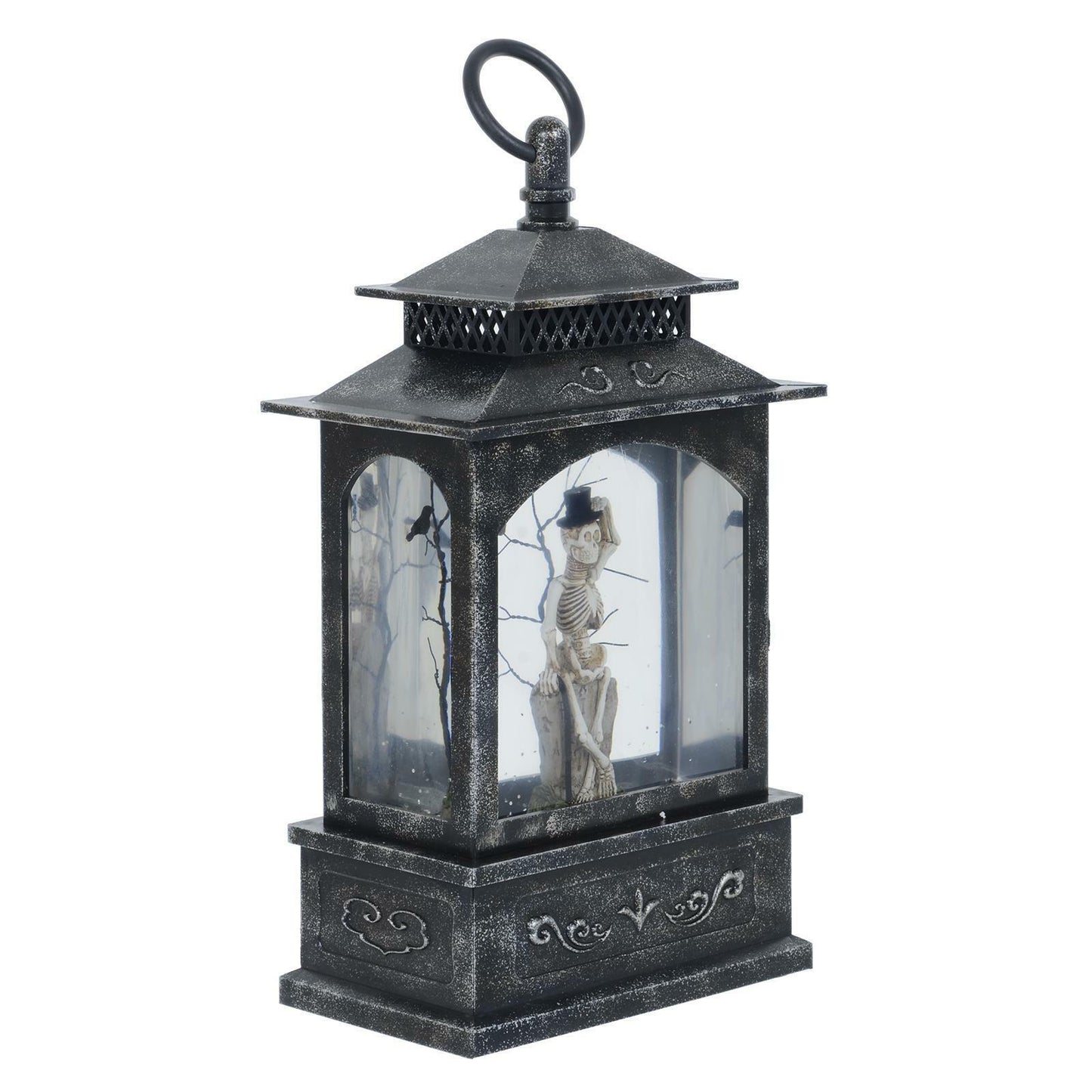 Halloween Glitter Water Spinner Lantern – Light-Up Skeleton Storm Lamp with Spinning Glitter | Spooky LED Halloween Decoration