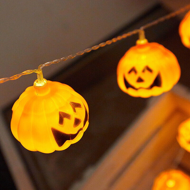 10 LED Halloween Pumpkin String Lights – Battery-Powered Jack-O-Lantern Decoration for Indoor & Outdoor Use | 1.5M Festive Halloween Lights