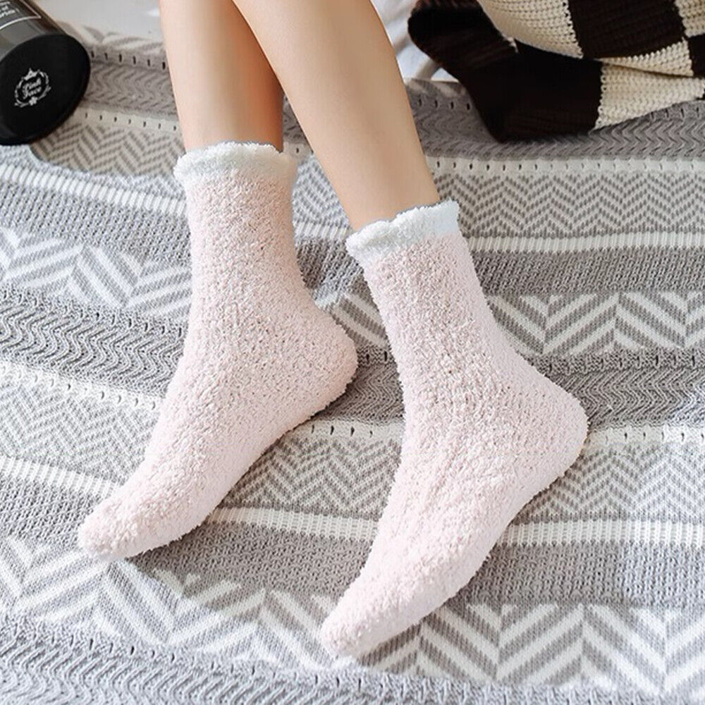 Winter Warm Towel Socks – 5 Pairs Soft Fluffy Bed Socks Slipper Fleece Sock Winter