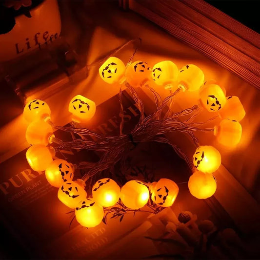 10 LED Halloween Pumpkin String Lights – Battery-Powered Jack-O-Lantern Decoration for Indoor & Outdoor Use | 1.5M Festive Halloween Lights