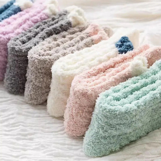 Winter Warm Towel Socks – 5 Pairs Soft Fluffy Bed Socks Slipper Fleece Sock Winter