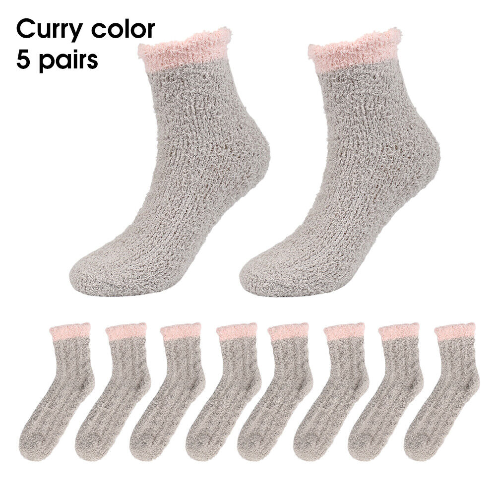 Winter Warm Towel Socks – 5 Pairs Soft Fluffy Bed Socks Slipper Fleece Sock Winter