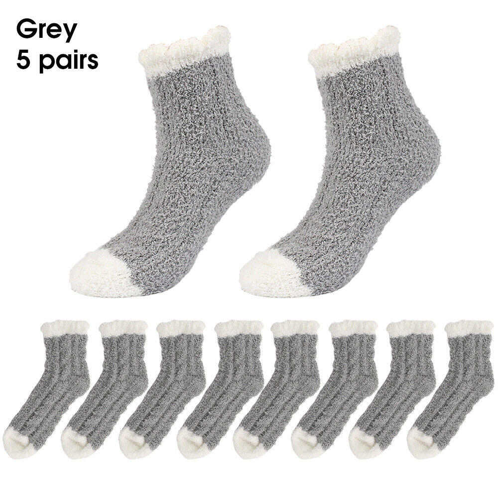 Winter Warm Towel Socks – 5 Pairs Soft Fluffy Bed Socks Slipper Fleece Sock Winter