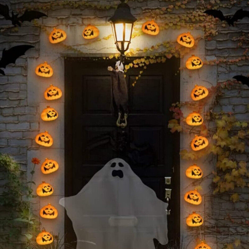 10 LED Halloween Pumpkin String Lights – Battery-Powered Jack-O-Lantern Decoration for Indoor & Outdoor Use | 1.5M Festive Halloween Lights