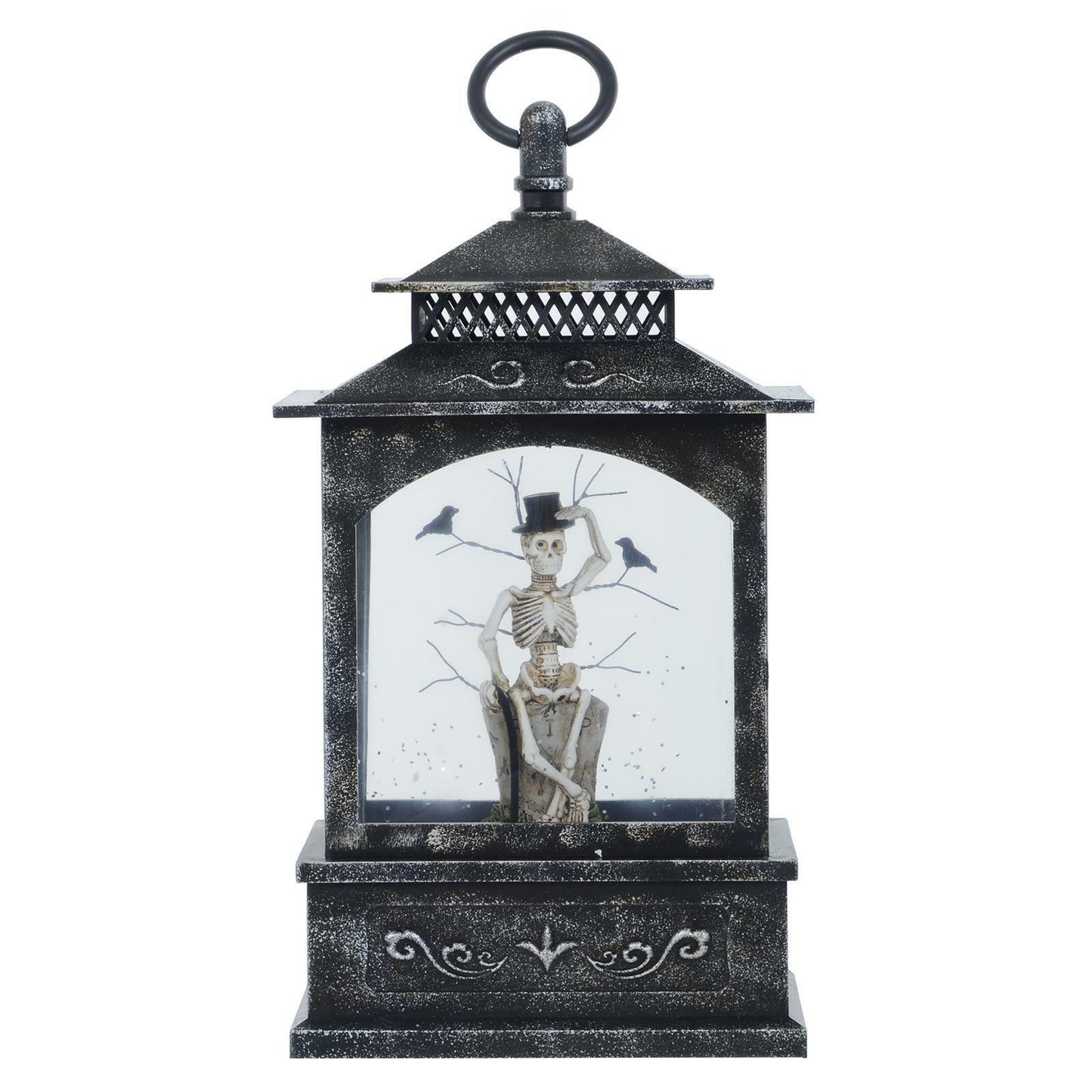 Halloween Glitter Water Spinner Lantern – Light-Up Skeleton Storm Lamp with Spinning Glitter | Spooky LED Halloween Decoration