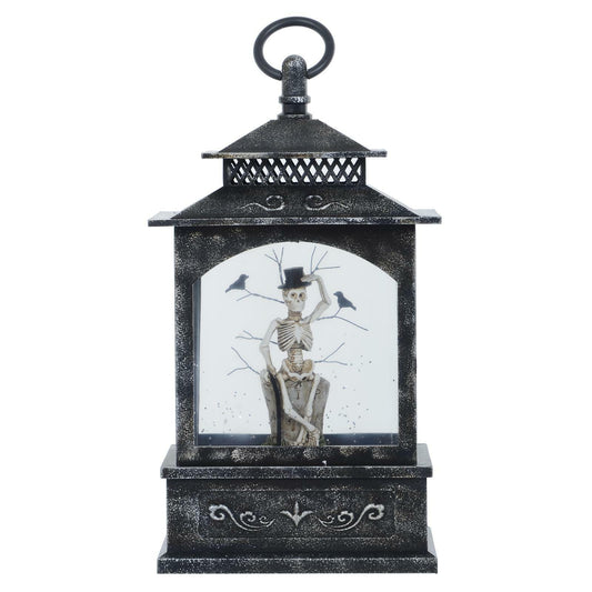 Halloween Glitter Water Spinner Lantern – Light-Up Skeleton Storm Lamp with Spinning Glitter | Spooky LED Halloween Decoration