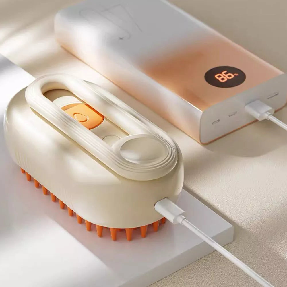 Pet Cat Dog Steam Brush Massage Electric USB Charger Water Spray Essence