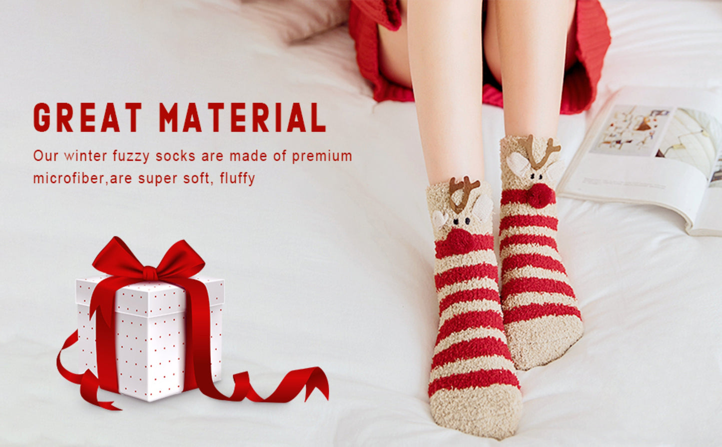 Christmas Reindeer Super Fluffy Cute Animal Socks