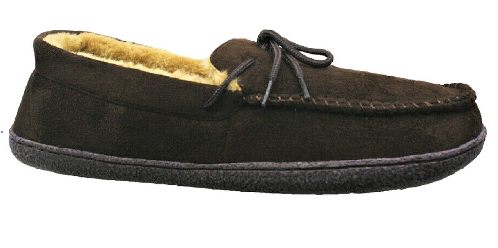 MENS MOCCASINS WARM FAUX SUEDE SHEEPSKIN FUR LINED WINTER LOAFERS SLIPPERS SIZE