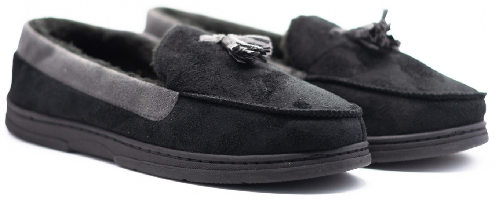MENS MOCCASINS WARM FAUX SUEDE SHEEPSKIN FUR LINED WINTER LOAFERS SLIPPERS SIZE