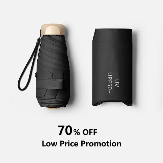 70% off Mini Sun Umbrella Small Pocket Rain Umbrella Vinyl Folding Umbrella UV Ultraviolet Protection Sun Shade Pocket Parasol