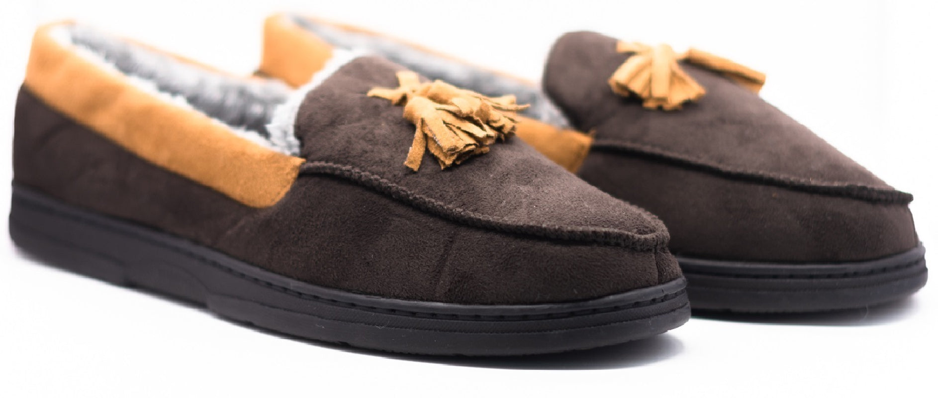 MENS MOCCASINS WARM FAUX SUEDE SHEEPSKIN FUR LINED WINTER LOAFERS SLIPPERS SIZE