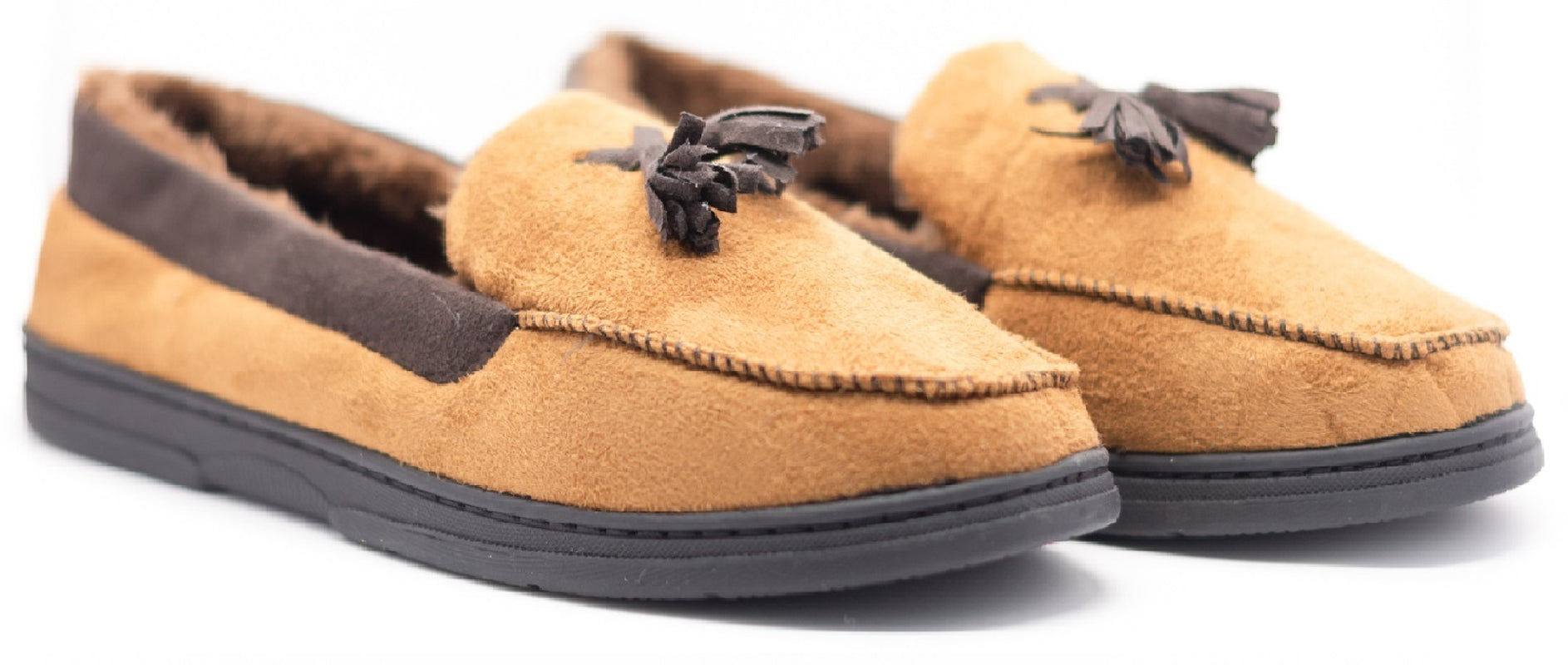 MENS MOCCASINS WARM FAUX SUEDE SHEEPSKIN FUR LINED WINTER LOAFERS SLIPPERS SIZE