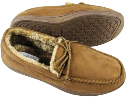 MENS MOCCASINS WARM FAUX SUEDE SHEEPSKIN FUR LINED WINTER LOAFERS SLIPPERS SIZE