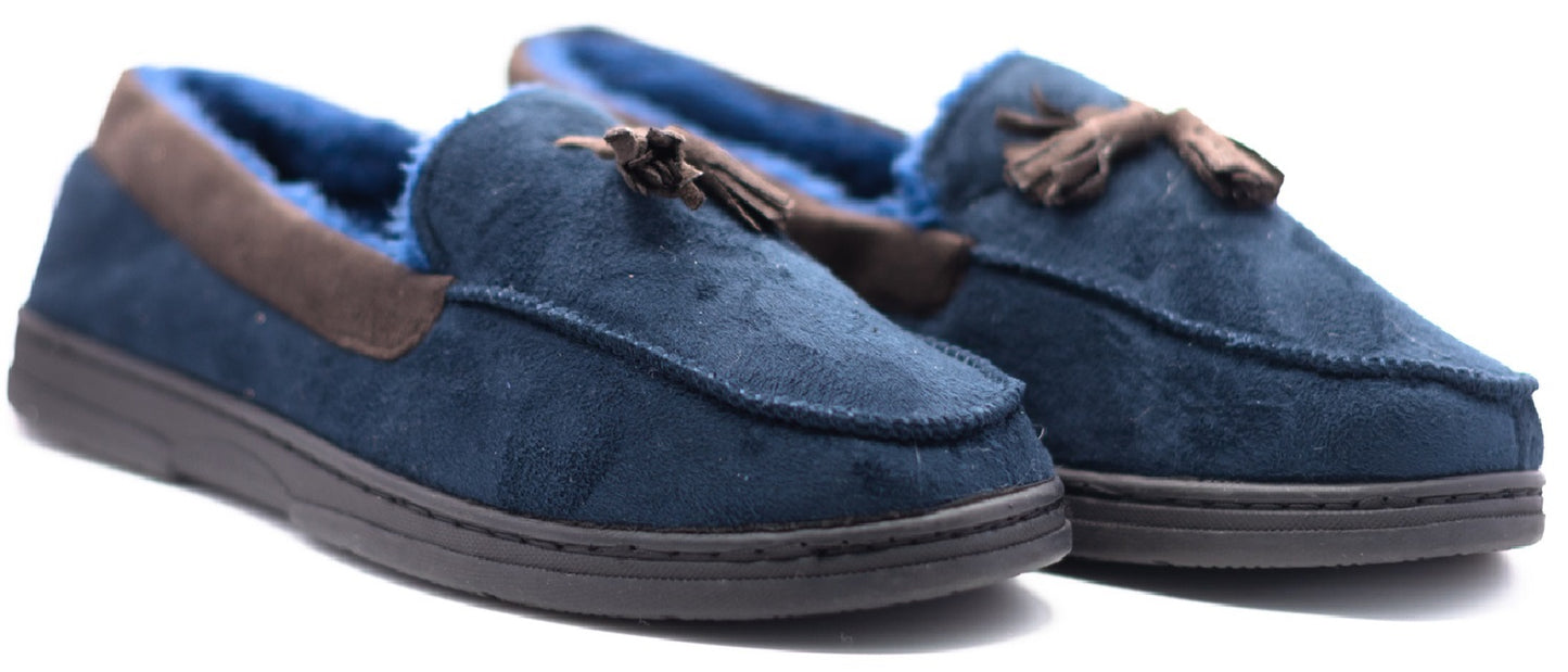 MENS MOCCASINS WARM FAUX SUEDE SHEEPSKIN FUR LINED WINTER LOAFERS SLIPPERS SIZE