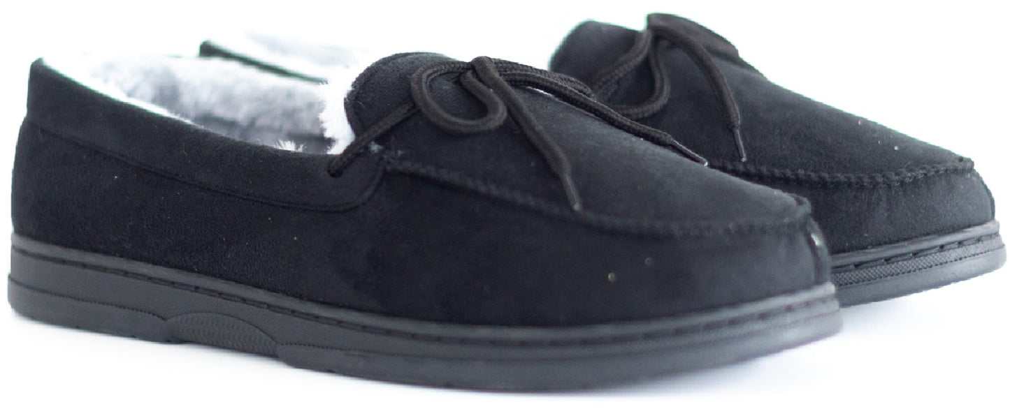 MENS MOCCASINS WARM FAUX SUEDE SHEEPSKIN FUR LINED WINTER LOAFERS SLIPPERS SIZE