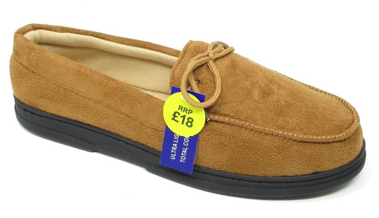 MENS MOCCASINS WARM FAUX SUEDE SHEEPSKIN FUR LINED WINTER LOAFERS SLIPPERS SIZE